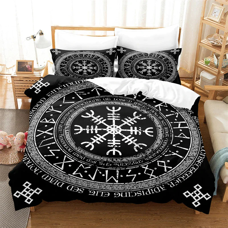 Vikings Duvet Cover Scandinavian Culture Print Bedding Set