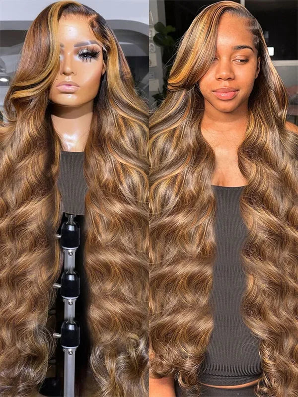 30 34inch 13x4 Highlight Ombre Body Wave Lace