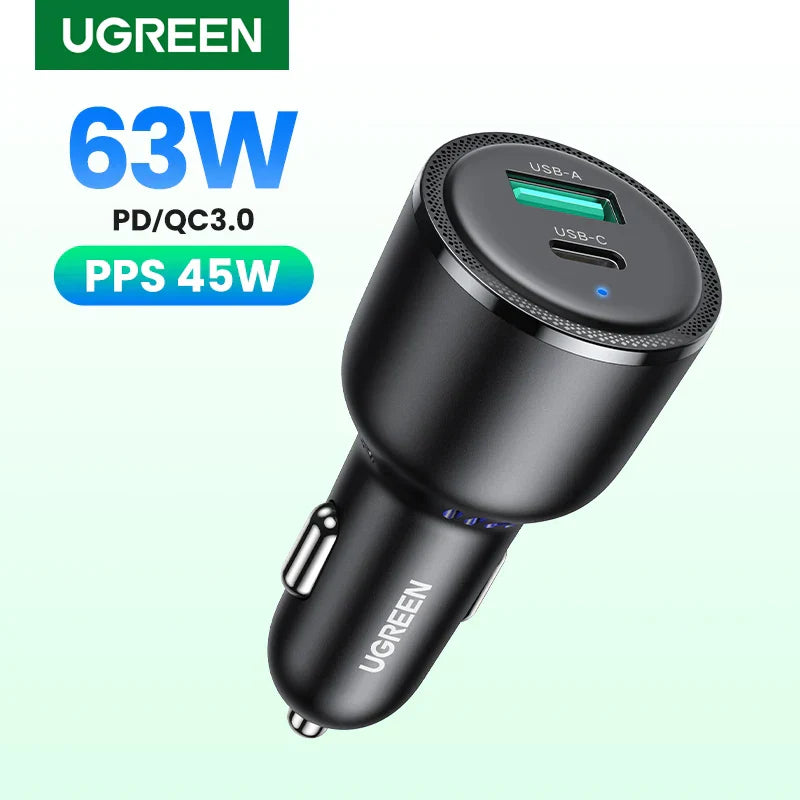NEW in UGREEN 63W Car Charger PD QC