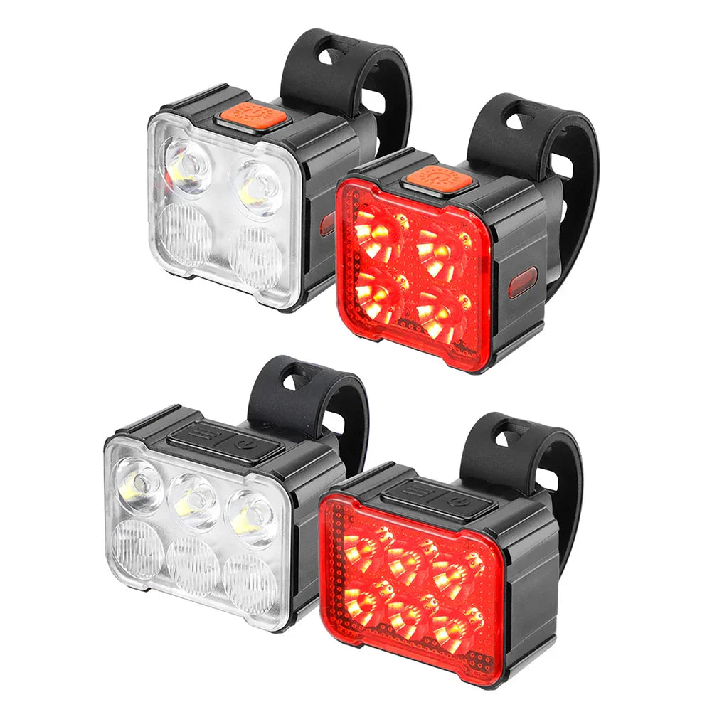 2Pcs Bicycle Front Rear Lights Waterproof Bike Headlight