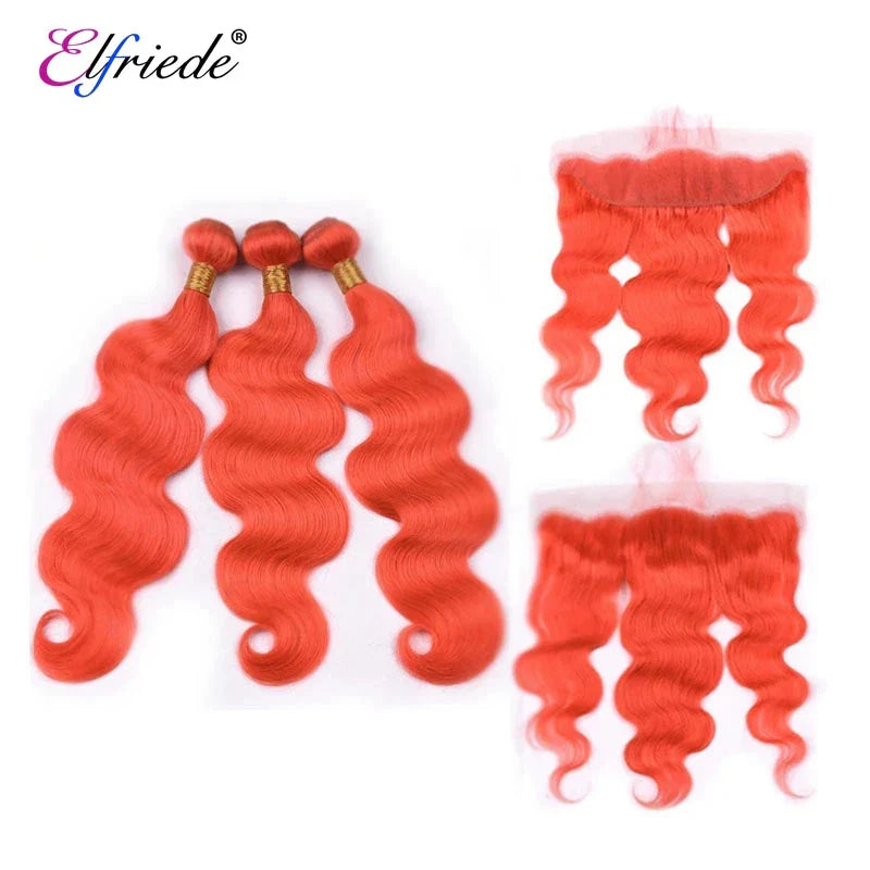 Elfriede #Orange Red Body Wave Colored Hair Bundles