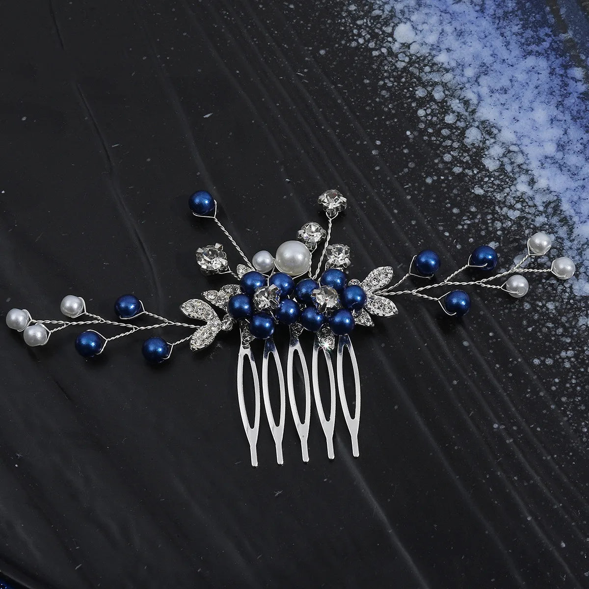 Blue Crystal Hair Comb Bride Tiaras For Women