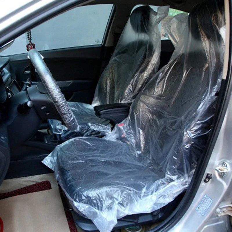 50Pcs Disposable Car Seat Covers Transparent Waterproof Dust