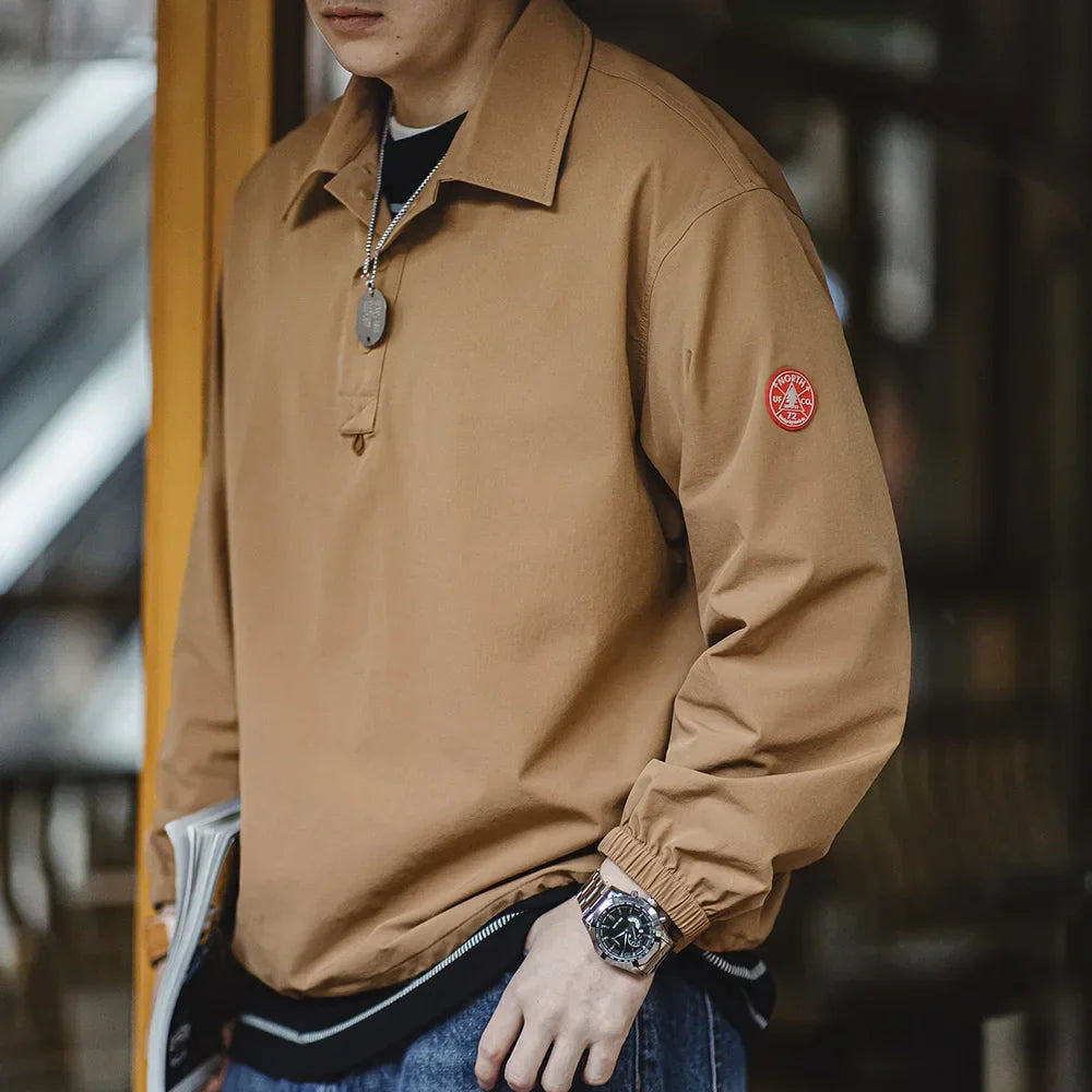 Maden Retro Stretch Polo Sweatshirt Sports Street Style