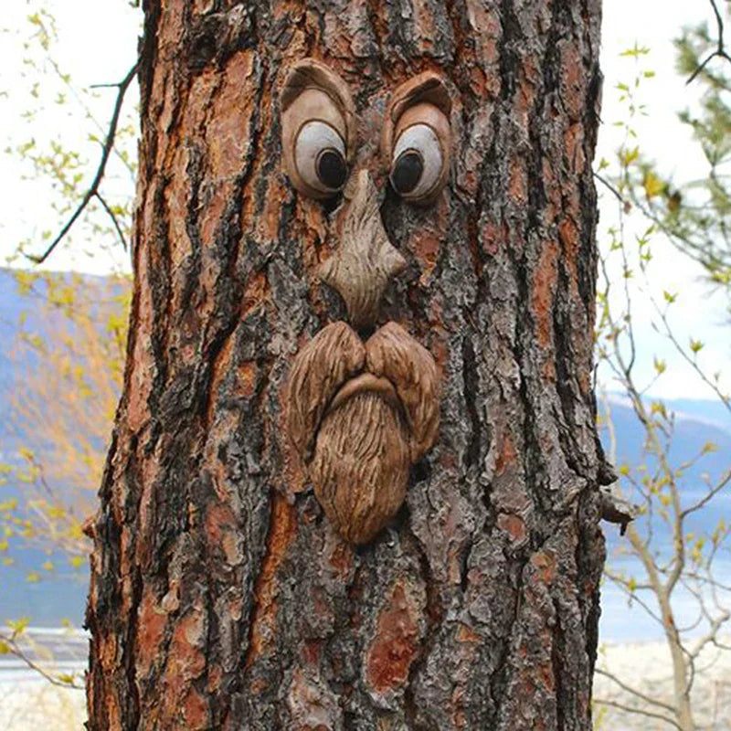 Funny Old Man Tree Face Sculpture Resin Ornament