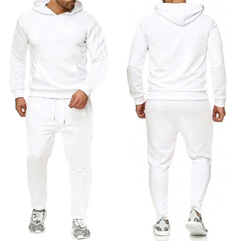 Classic Mens Solid Color Tracksuit Hooded Sweatshirts and