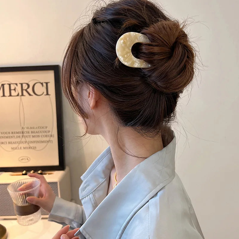 Trendy U-Shaped Acetic Acid Hairpin Girls Hair Fork