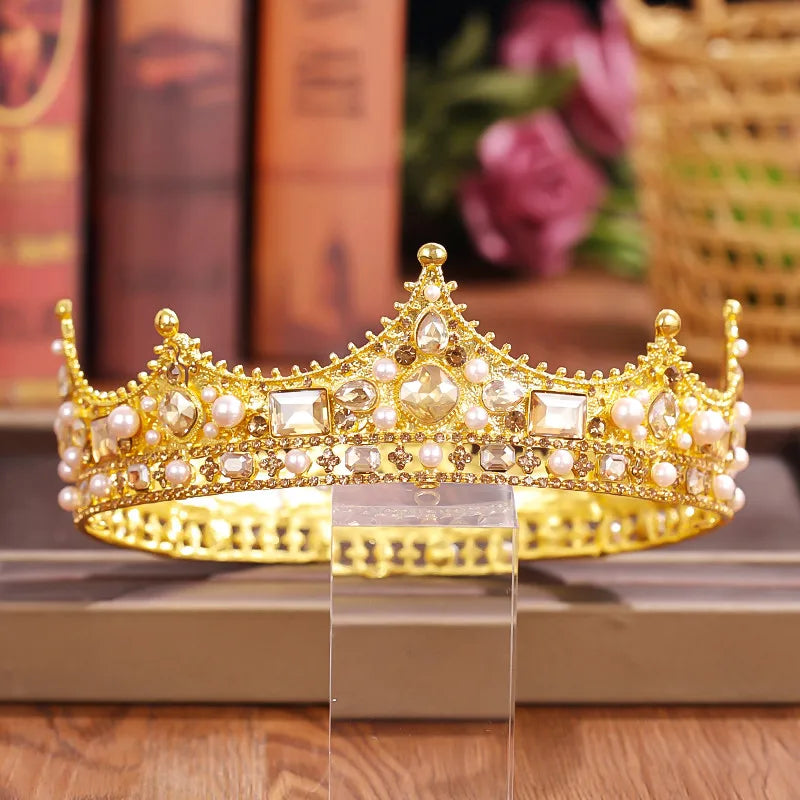 Crystal Rhinestone Round Crown Tiara Hair Jewelry Wedding