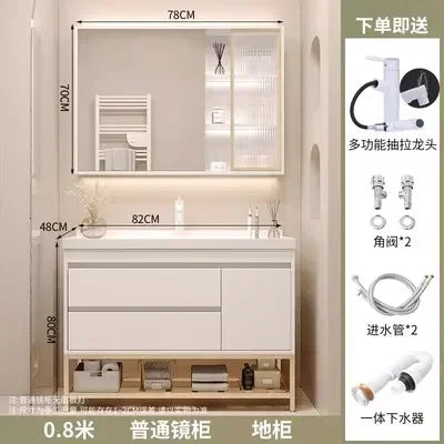 Washbasin Mirror Drawer Wall White Bathroom Cabinets Vanity