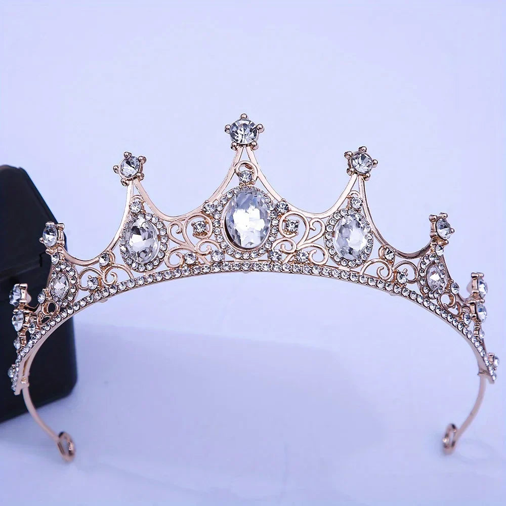 Wedding Hair Accessories Baroque Rhinestone Crystal Crown Tiara