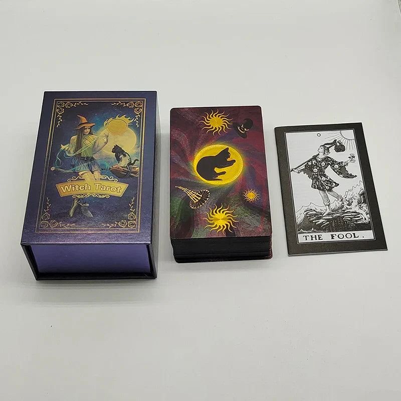 Fancy Design Gold Foil Tarot Cards Mysterious Witch