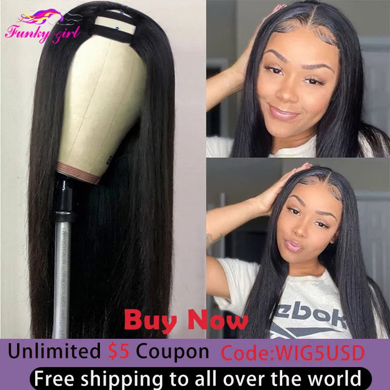 FG Straight U Part 150% Density Natural Brazilian