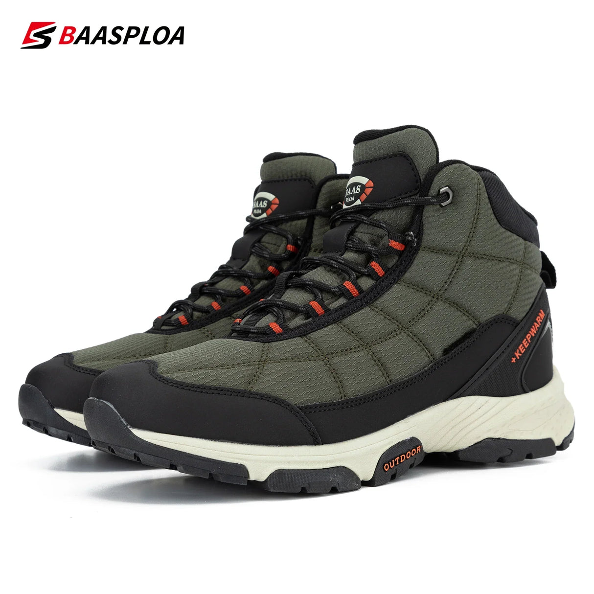Baasploa Men's Cotton Shoes Waterproof Outdoor Travel Hiking