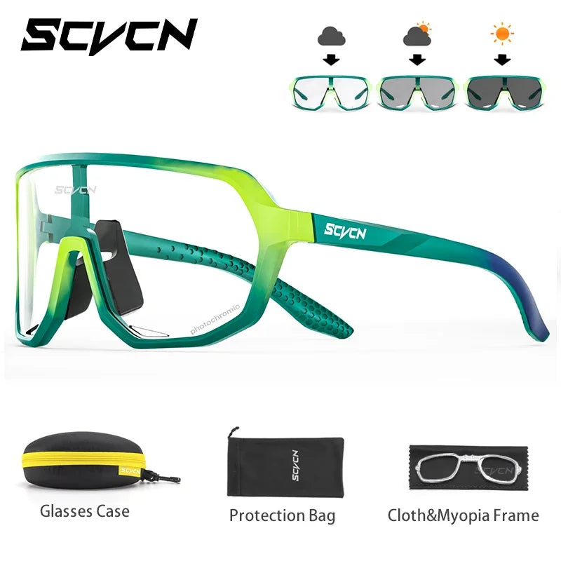 SCVCN Photochromic Men Cycling Sunglasses UV400 Sports Bicycle