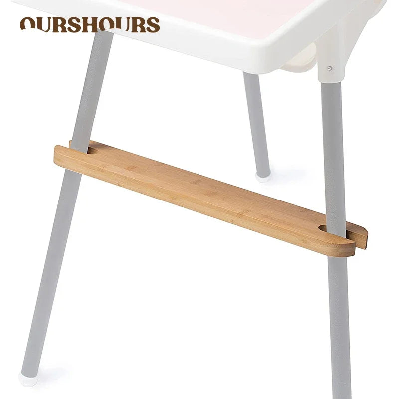 Baby High Chair Footrest Natural Bamboo Wooden Infant