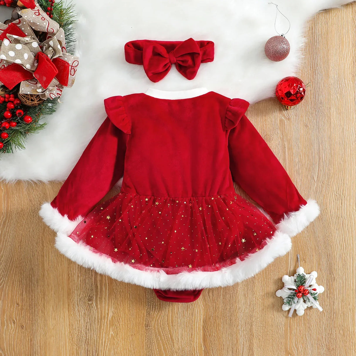 Ma&Baby 0-24M Christmas Baby Red Romper Newborn Toddler
