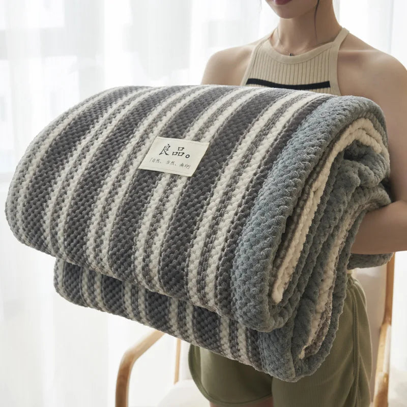 Knit Blanket Throw Soft Chenille Yarn Knitted Blanket
