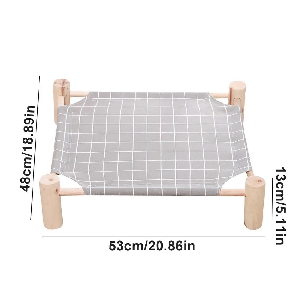 Elevated Pet Bed Cooling Detachable Wooden Raised Dog