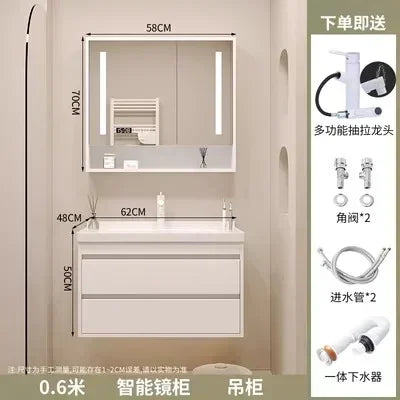 Washbasin Mirror Drawer Wall White Bathroom Cabinets Vanity