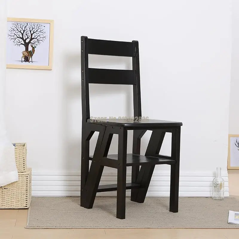 Solid Wood Household Multifunctional Folding Ladder Chair Indoor