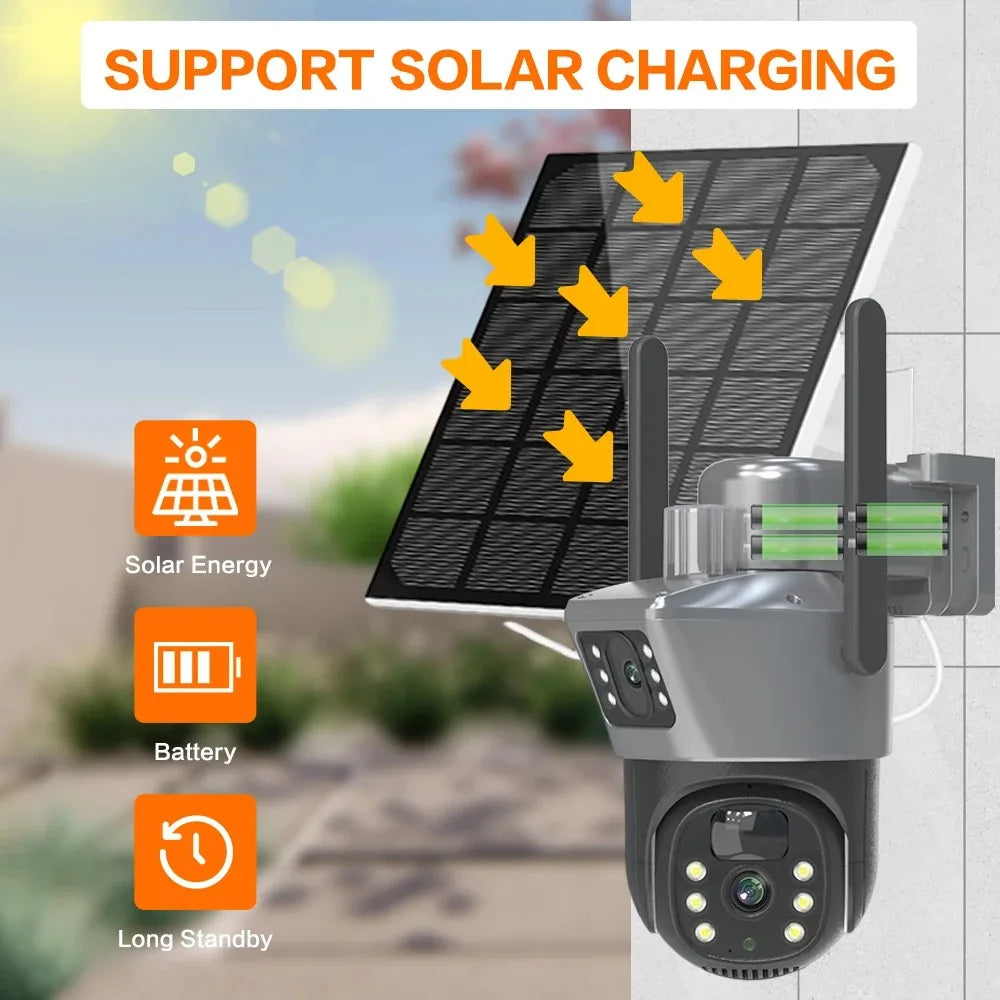 10CH 8MP Wifi Dual Lens PTZ Solar Camera