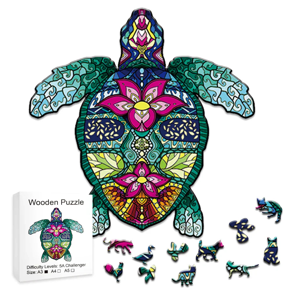 DIY Wooden Jigsaw Puzzle Turtle Puzzles Family Games