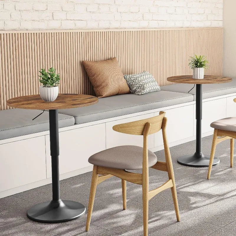HOOBRO Bar Table, Height-Adjustable Round Pub 27-35.4 Inches,