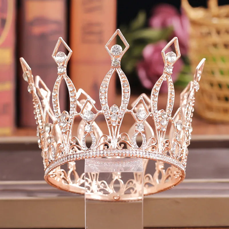 Crystal Rhinestone Round Crown Tiara Hair Jewelry Wedding