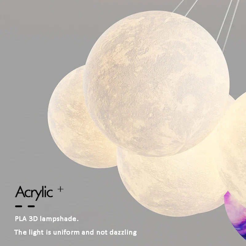 Modern 3D Moon Bubble Chandeliers Children's Room Decor