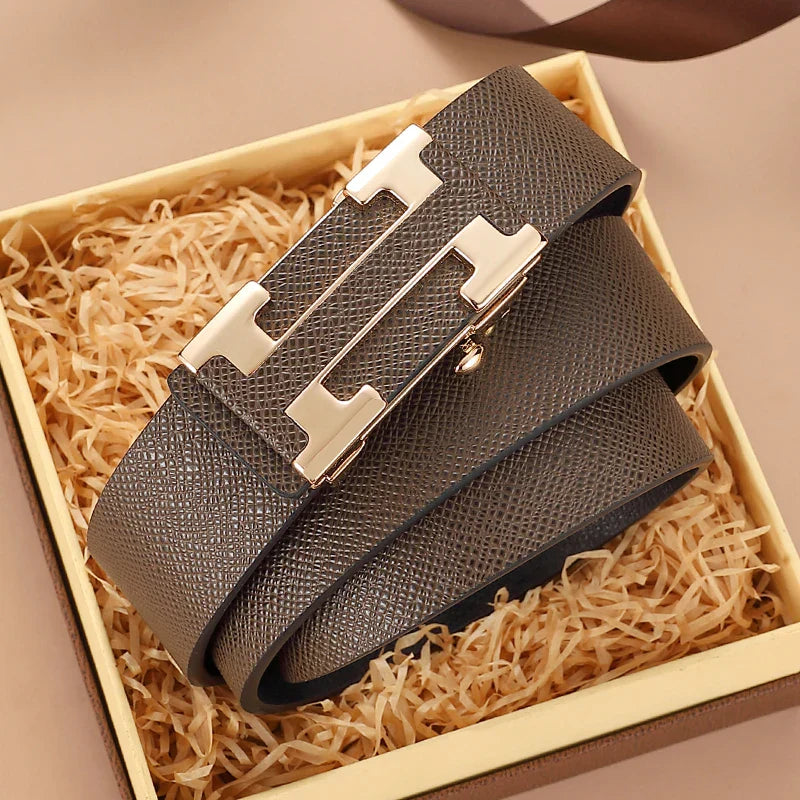 3.4cm Wide Automatic Metal Buckle Belt For Men