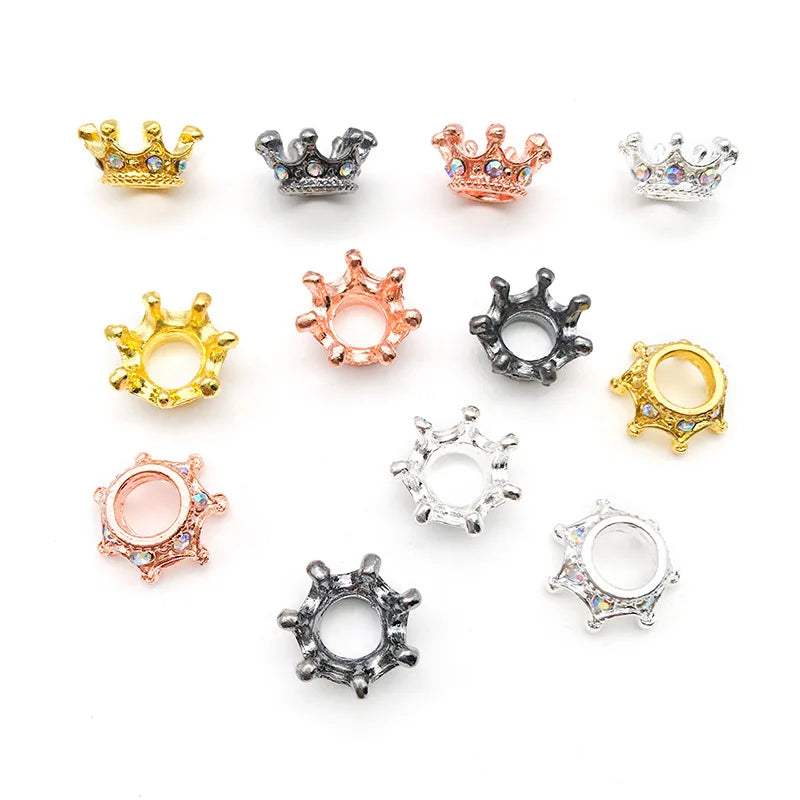 10PCS 4 Colors Rhinestone Insert Big Hole Crown