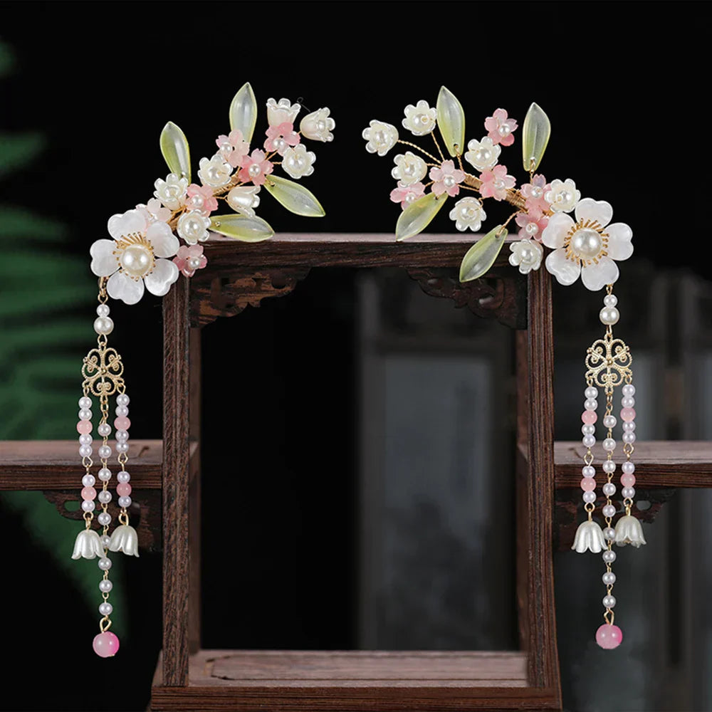 Chinese Hair Clips Girls Hanfu Hair Accessories Green