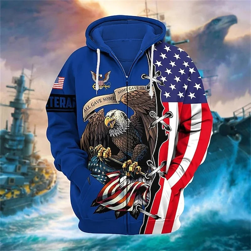 New 3D US ARMY Printed Zip Up Hoodies
