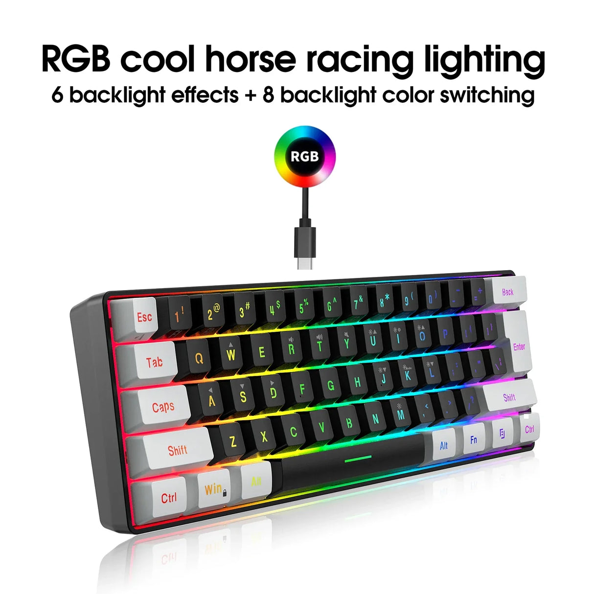 HXSJ V700BW A869 USB Keyboard Mouse Kit 61-key