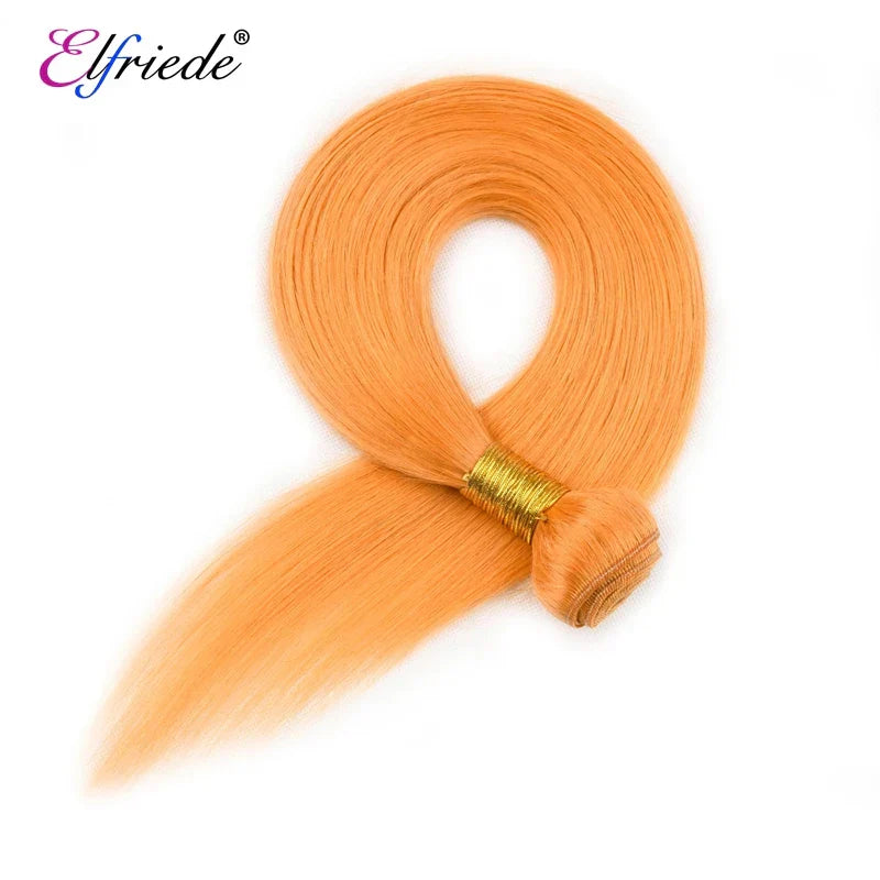 Elfriede #Orange Straight Colored Hair Bundles with Frontal