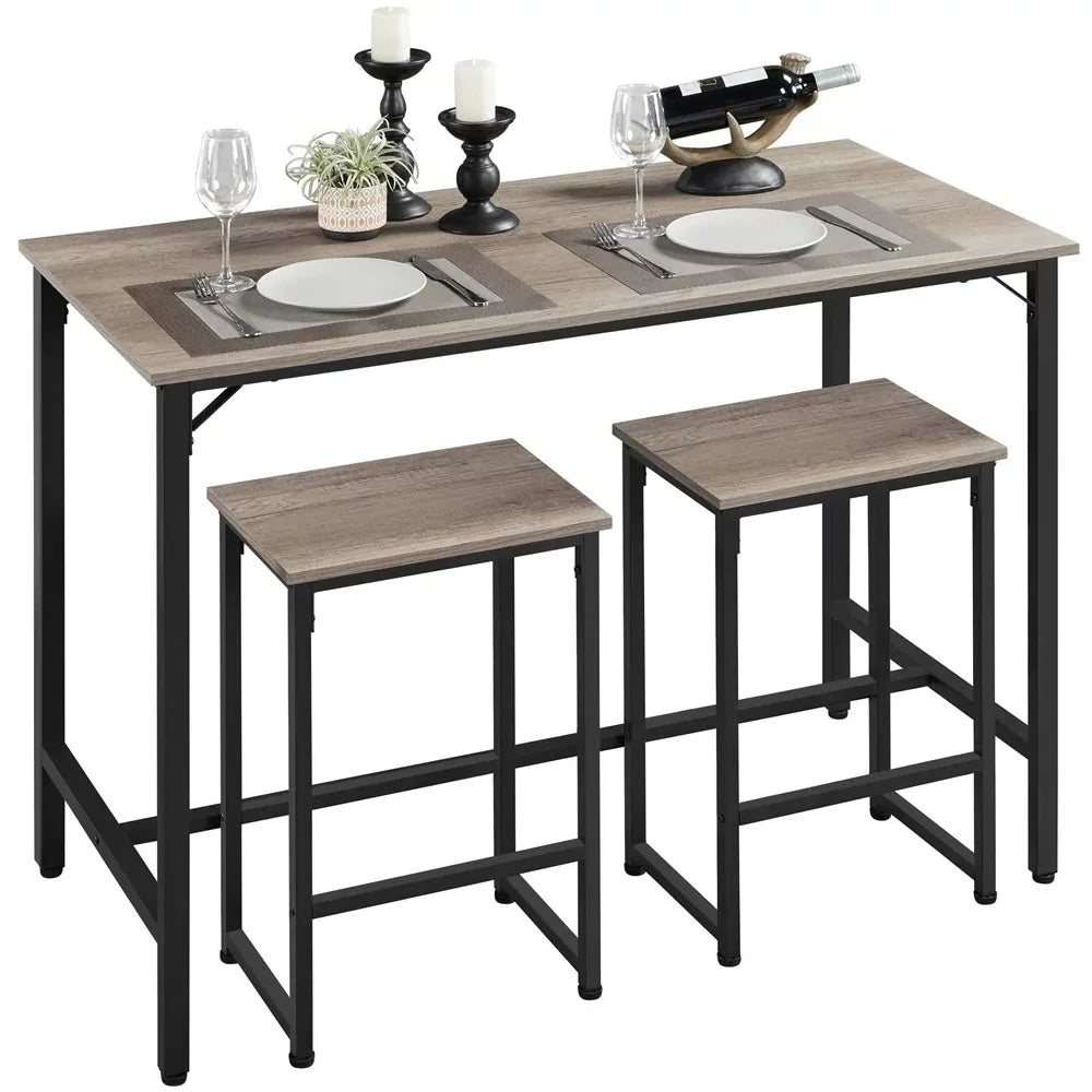 Dining/Bar/Kitchen Table Set with 2 Backless Stools, 35.4
