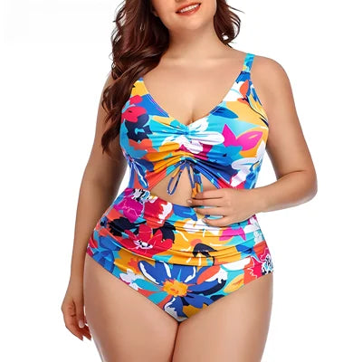 One Piece Floral Printed Women Plus Size Swimsuits