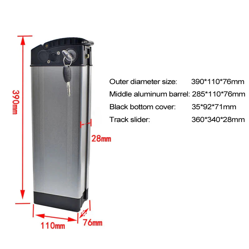 Aluminum Alloy Battery Box for Electric Bike 36V/48V