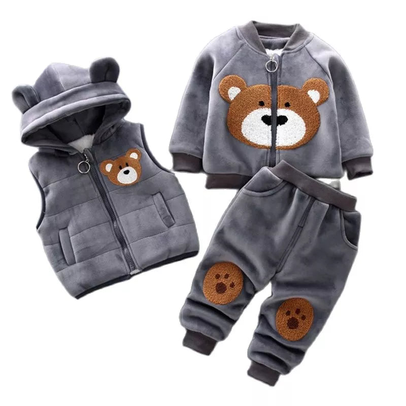 Autumn Winter Baby Boys Clothes Sets Thick Fleece