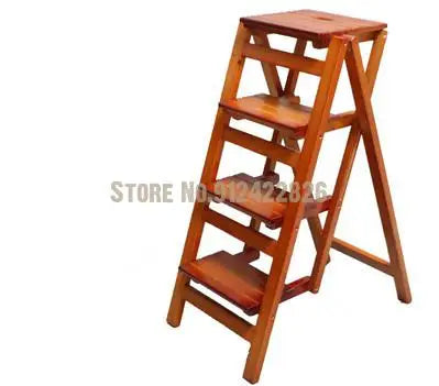Solid Wood Household Multifunctional Folding Ladder Chair Indoor