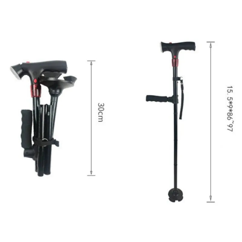 Collapsible Telescopic Folding Cane Elder Cane LED With