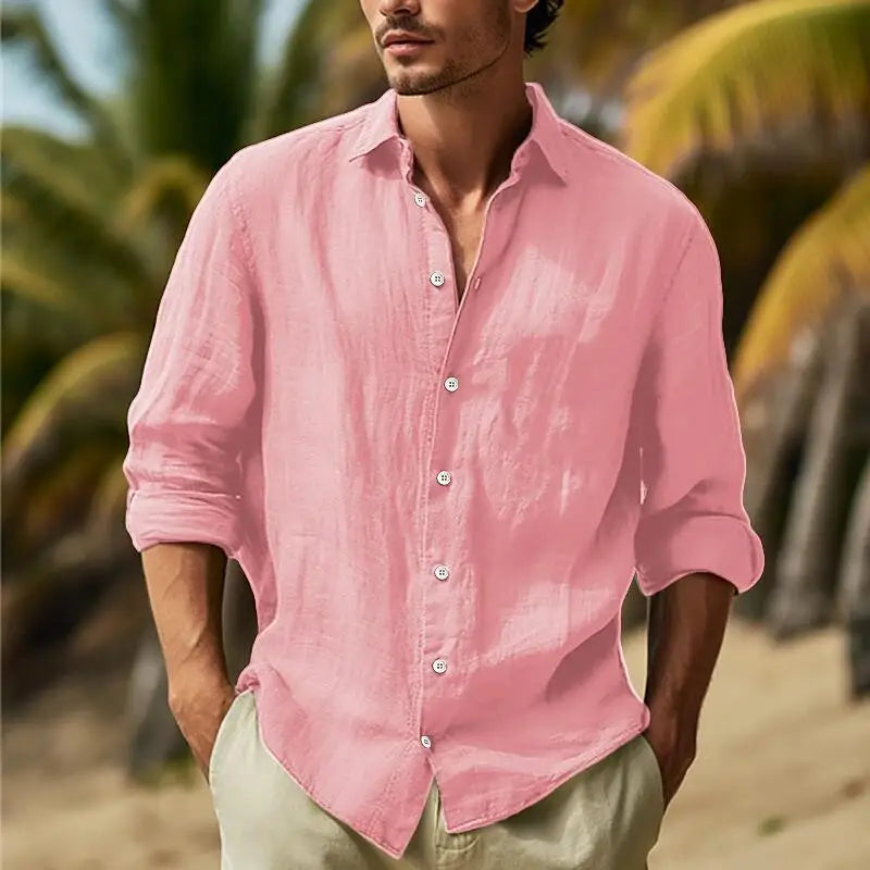 Men's Cotton Linen Business Casual Shirts And Blouses