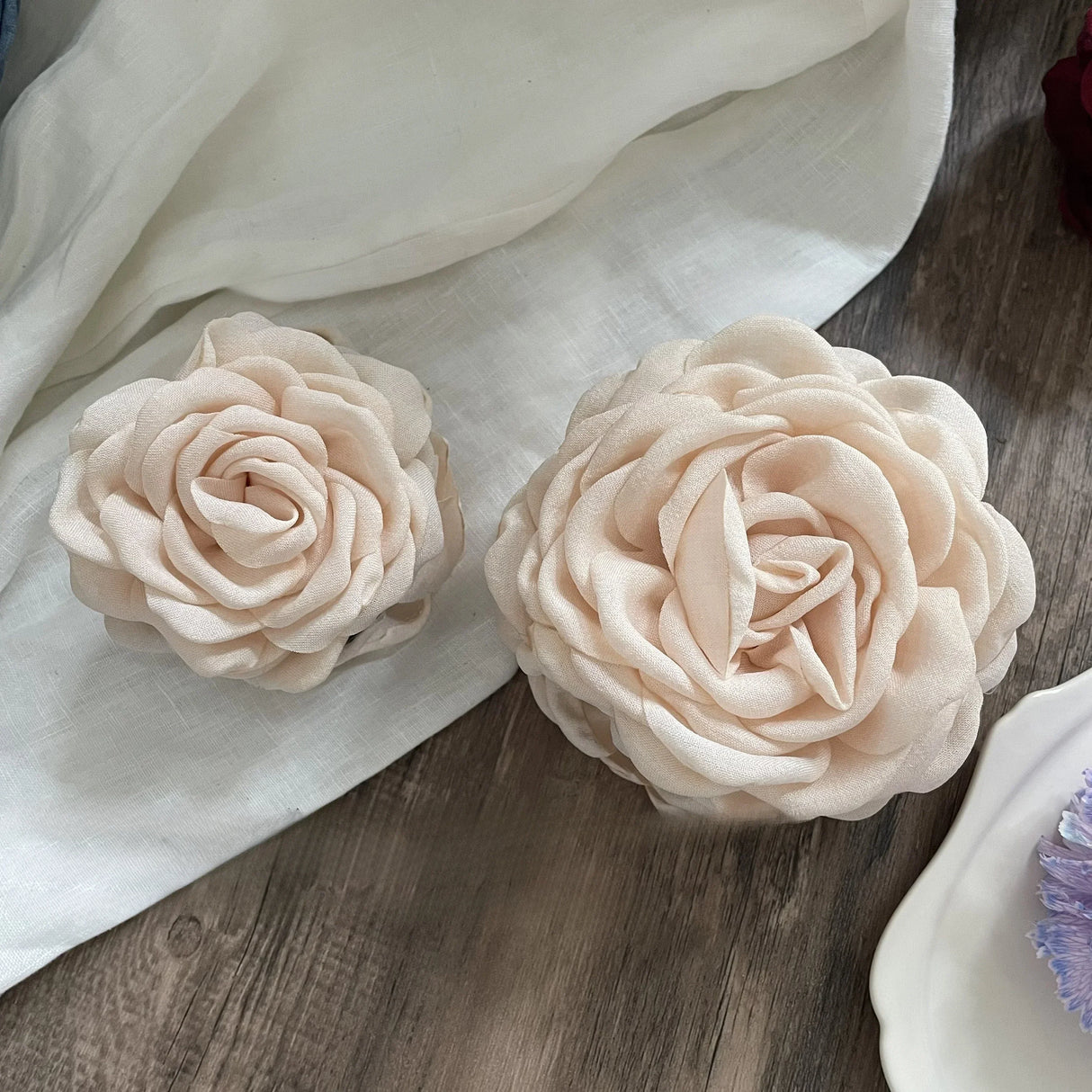 Fabric Rose Flower Crab Hair Clip Ins Popular