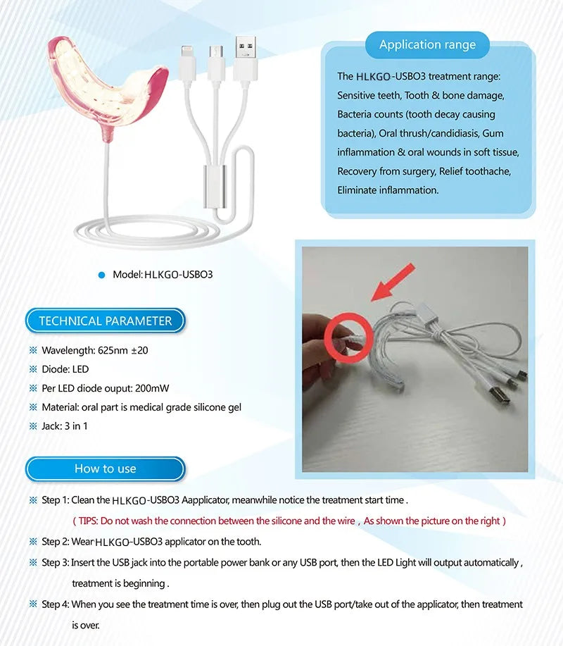 LED White Light Teeth Whitening System Kit Tooth