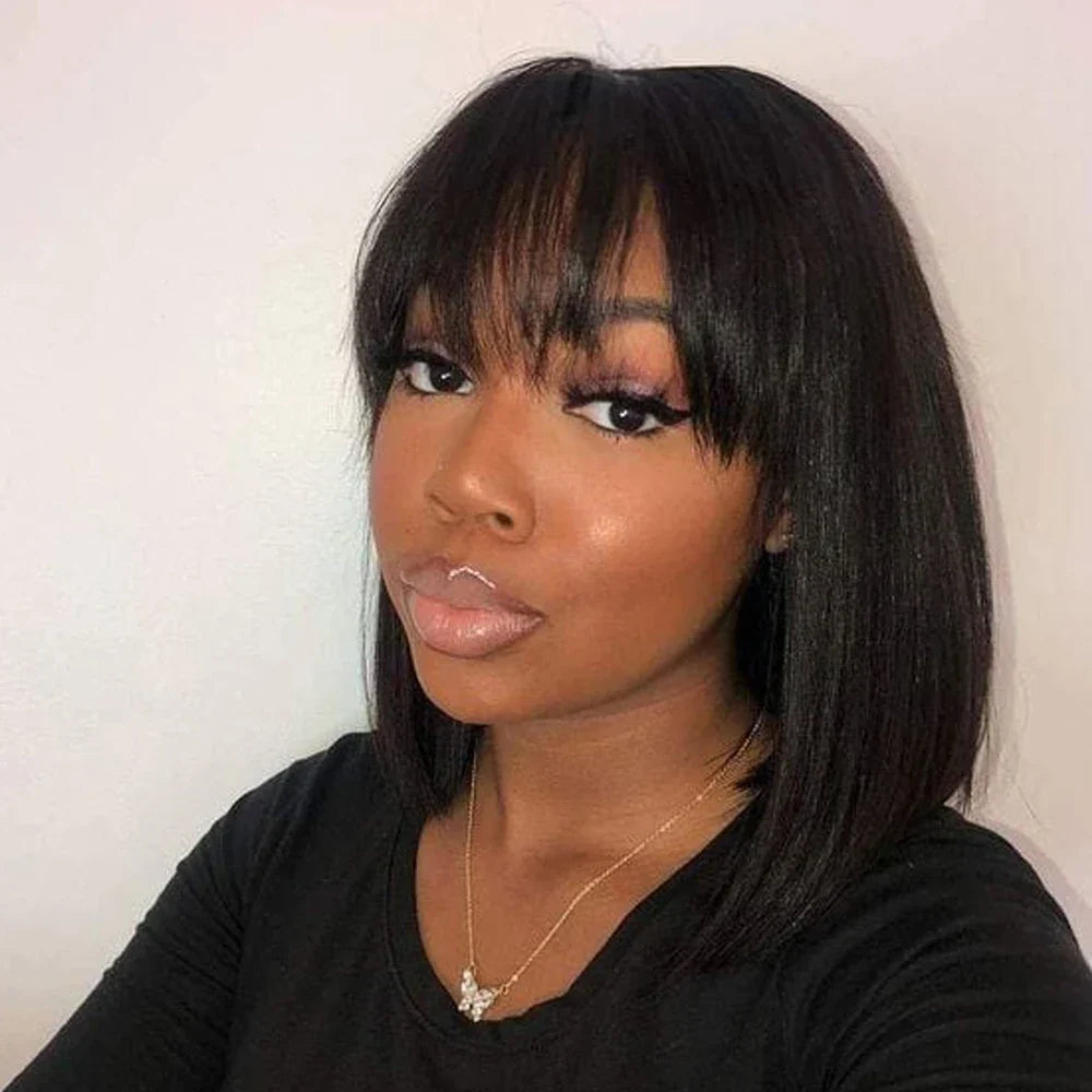 Straight Bob Wig With Bangs Natural Short Straight