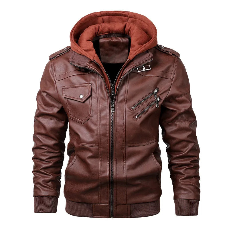 KB New Men's Leather Jackets Autumn Casual Motorcycle