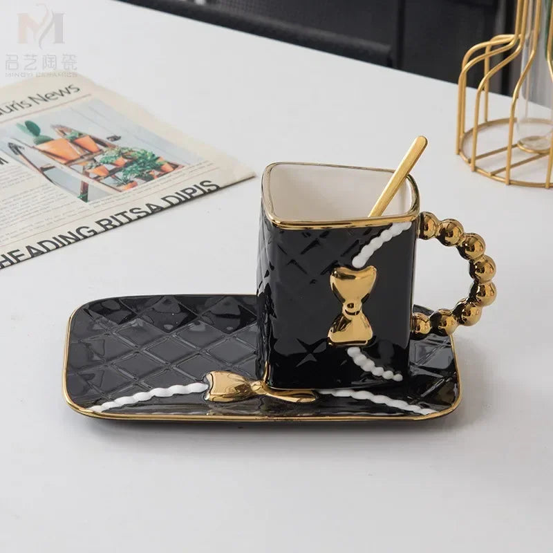 Creative ceramic Coffee cup, handmade diamond bag, ceramic