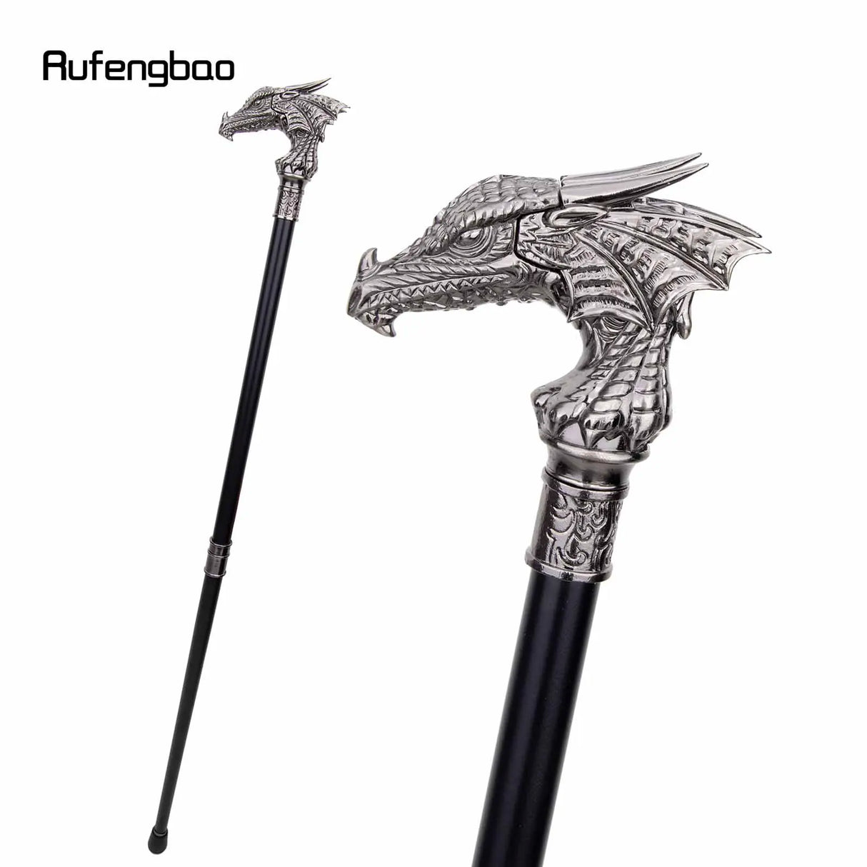 Dragon Head Walking Stick with Hidden Plate Self