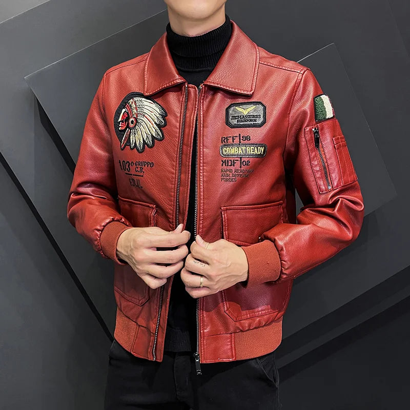 2023 New Casual Motorcycle Windbreaker Zip Lapel Collar