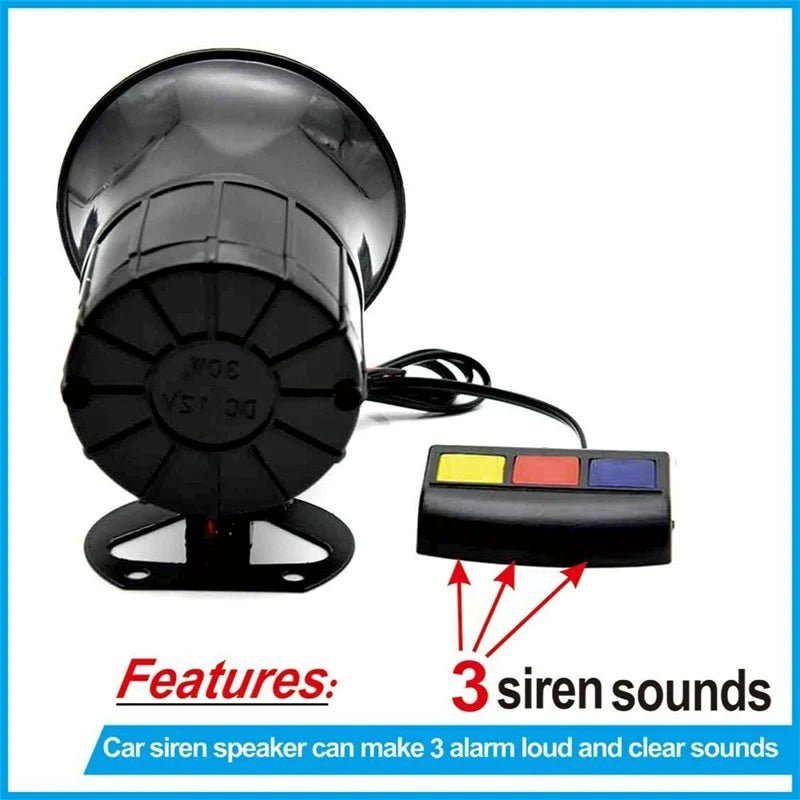 110dB 12V Car Motorcycle 3 Sounds Siren Horn